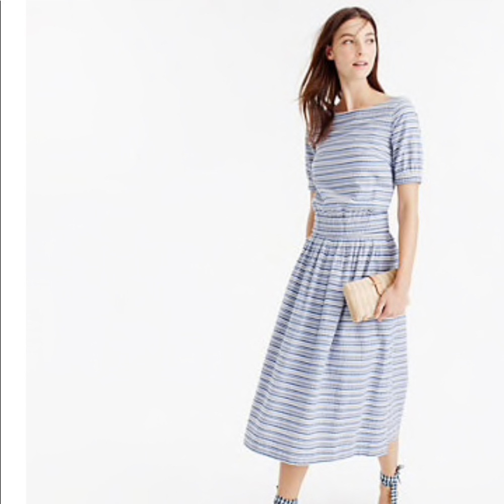 J. Crew seersucker crop top & midi skirt set